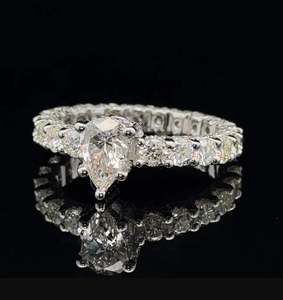 Anillo de compromiso de diamantes de moissanita de oro blanco de 14K, Alianza de boda doble eternidad para fiestas, Exportación a India - Product Image 5