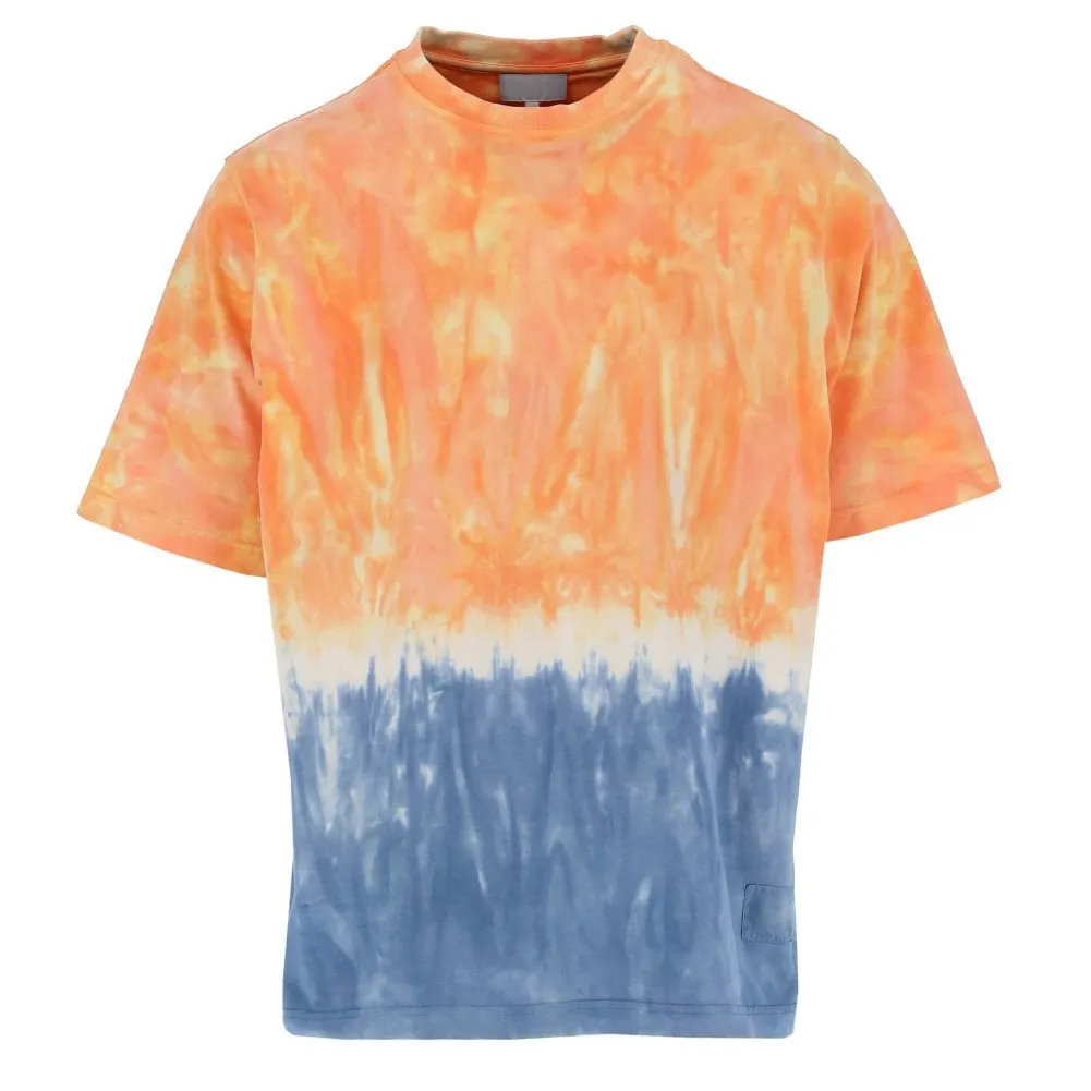 Deep Orange Dip-Dye Oversized T-Shirt Trendy Custom Logo T Shirts Printing Custom Cotton Pullover Tees