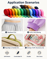 Bande élastique en crochet hautement extensible, ruban tissé plat, couleur personnalisée, pour vêtements, sacs et accessoires