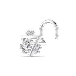 18kt Yellow Rose & White <b>Gold</b> 0.09CT Natural Round Diamond Triangle <b>Nose</b> Pin Trendy Body Jewelry for Women Wedding Birthday Gift - Product Image 2