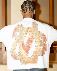 Camiseta personalizada de algodón 100% para hombre, camiseta de gran tamaño con hombros caídos, Camiseta de cuello simulado extendido, camiseta de alta calidad para hombre - Product Image 3