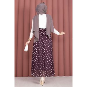 Summer Plain Straight <b>Skirt</b> <b>Elastic</b> Waist Polka Dot Chiffon Tulle Plum Breathable Digital Printed Made Spandex Knitted Fabric XS - Product Image 5