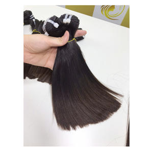 Timehair Soldes de Noël Super Double Dark Single Donor 8'' Bonestraight Remy Flat Weft Cheveux humains bruts Extensions de cheveux alignés sur la cuticule - Product Image 1