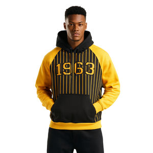 Sudadera con Capucha Negra con Rayas Doradas y Mangas Raglán de la Fraternidad Griega Iota Phi Theta, Año de Fundación 1963, Divine Nine HBCU - Product Image 1