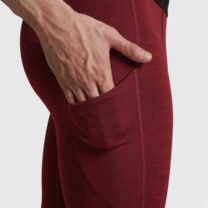 Leggings de compression pour hommes en gros personnalisés, pantalons de sport athlétiques avec poche zippée, design uni, leggings respirants - Product Image 4