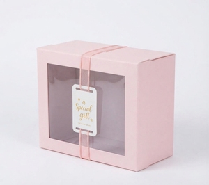 Customizable Paper Box Gold <b>Foil</b> Stamping Matt Lamination Transparent PVC <b>Window</b> Sponge Eco-Friendly Recyclable Square Shape - Product Image 1