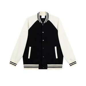 Chaqueta Universitaria de Béisbol para Hombre, Estilo Bomber, con Parches de Chenilla Negros Personalizados, Forro Acolchado, Resistente al Viento, de Lana - Product Image 1