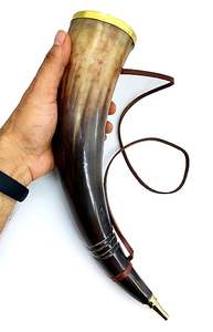 Shofar Natural impresionante cuerno de sonar de búfalo que sopla artesanía de latón para decoración del hogar producto artesanal Natural cuerno para beber - Product Image 4