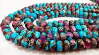 Perles de pierres précieuses rectangulaires en turquoise cuivrée bleu-violette naturelle Eminent Jewel de 8 mm, lisses et simples, en forme de cœur, brin de 8 pouces de long