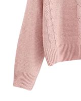 Pull en tricot torsadé pour femme, manches longues, col rond, doux, chaud, décontracté, tendance, en rose clair, confortable