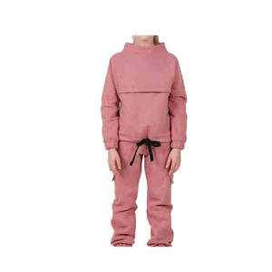 Ensemble 2 pièces avec logo personnalisé pour enfants Pantalon de survêtement en coton à motif uni pour filles Vêtements à capuche Costumes de survêtement confortables - Product Image 2
