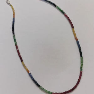 Collar de varias piedras preciosas de 3-4mm zafiro rubí Esmeralda con cuentas Rondelle Strand delicado capas joyería regalo para ella - Product Image 1