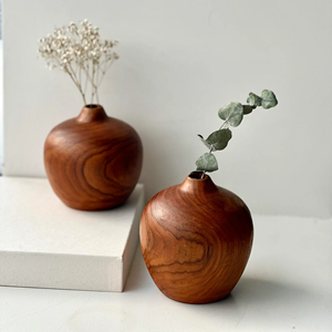 Jarrones de Madera Hechos a Mano para Decoración del Hogar, Jarrón de Piso Moderno de Madera de Mango Natural para Decoración de Sala de Estar - Product Image 5