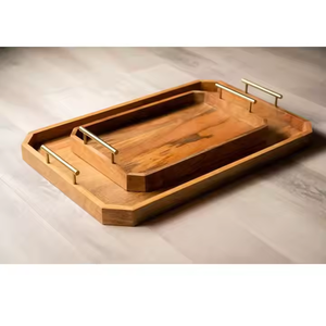 Bandeja de servicio de madera de último diseño con mango de metal para uso en la cocina Cocina Más vendida por decor IMPEX - Product Image 1