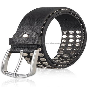 Boucle à ardillon en alliage de zinc de 3.8cm, rivet cloutée de première classe en cuir de vache véritable, ceinture de style pour hommes - Product Image 2