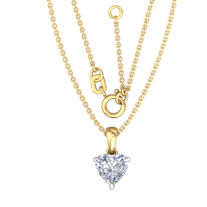 จี้เพชรทรงหัวใจทองคำแท้ 10K สีขาว เพชรเลี้ยงในห้องปฏิบัติการ สำหรับผู้หญิง ของขวัญหมั้น งานแต่งงาน ครบรอบ งานเลี้ยง 1.1 กะรัต - Product Image 1