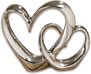 Sculpture en forme de cœur en aluminium moderne de haute qualité Base en bois Fabricant de décoration en gros pour la maison Exportateur - Product Image 1