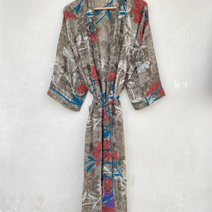 Comfortable Silk Sari <b>Kimono</b> Vintage Silk Robe Handmade Silk Robe - Product Image 1