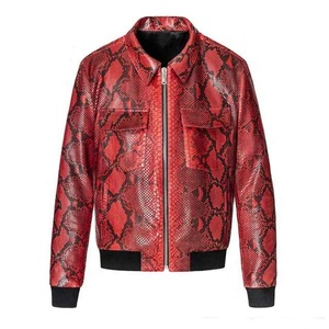 OEM Custom Cowhide <b>Genuine</b> 100% Leather Windproof Cotton <b>Nylon</b> Jacket Zipper Closure Men Leather Jacket - Product Image 2