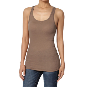 Camisetas sin mangas de moda para mujer, Tops de entrenamiento de Fitness largos y lisos con Logo, Tops suaves de exportación de Pakistán 100% - Product Image 3