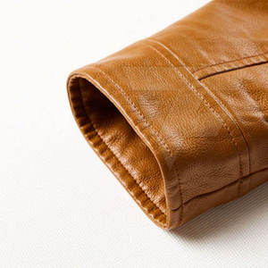 Chaqueta ajustada de cuero genuino para hombre 100% con cuello levantado para exteriores, concha de lona para invierno hecha en Pakistán - Product Image 6