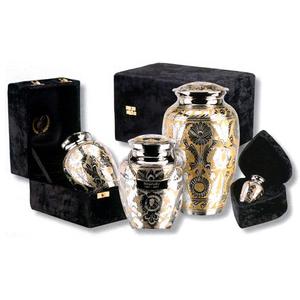 Urna de cremación para adultos Premium hecha a mano, ataúd Premium de metal plateado y dorado clásico, almacenamiento de cenizas notable para funerales - Product Image 3