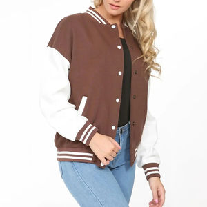 2025 Trending Custom Logo 100% Cotton Fleece Women Varsity <b>Jackets</b> 2025 Ladies University Baseball Varsity Women Varsity <b>Jacket</b> - Product Image 3