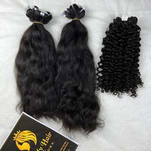 Venta al por mayor de alta calidad de la Virgen del pelo suave vietnamita ondulado natural de la máquina de trama de doble dibujado Paquete de color negro - Product Image 4