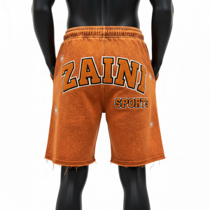 Shorts de Felpa para Mujer con Lavado Ácido, 320 GSM, Algodón y Poliéster, Amarillo Mostaza, Negro, Blanco, Logotipo Estampado, Shorts para Hombre - Product Image 2