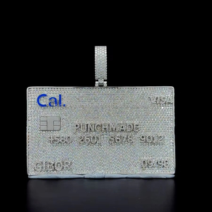 จี้บัตรเครดิตสินค้ามาใหม่925เงินวีซ่าสีเงินจี้ประดับเพชรแบบสี่เหลี่ยมผืนผ้ามีเอกลักษณ์สำหรับจี้ฮิปฮอปน้ำแข็งขนาดใหญ่ - Product Image 1