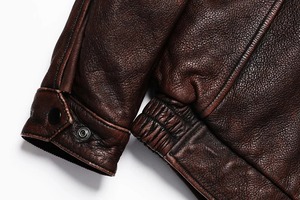 Veste de vol Vintage en cuir de vachette marron pour hommes manteau en cuir véritable Slim High Street fermeture éclair à la mode motard toile d'hiver - Product Image 5
