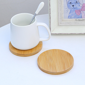 Nature Bamboo <b>Coaster</b> DIY Blank Wood Drink Mat & Pad with <b>Cork</b> Back Varnished Laser Processed UV Printed Surface - Product Image 4