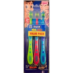 Lot de 3 brosses à dents Oral-B Kids, poils en nylon extra doux, manche en plastique de haute qualité, pour la maison, l'hôtel, les voyages, bébé - Product Image 1