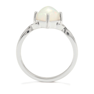 Bague en opale d'Éthiopie cabochon 1,29 carat, collection Genesis, sertissage griffe, non traitée, 14x10mm, pour femme, argent sterling 925, halo - Product Image 3