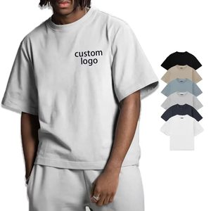 Venta al por mayor personalizada 100% algodón hombres camiseta transpirable de gran tamaño calle corta hombro caída alta calidad impresa hombres camiseta - Product Image 6