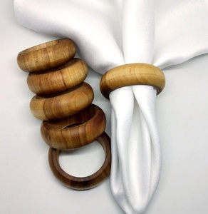 ทำด้วยมือแหวนผ้าเช็ดปากไม้ชุด6ชิ้นในอัตราที่เหมาะสม - Product Image 4