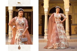 Seda triturada de diseñador hermoso con estampado floral Lehenga Choli mujer moda compras en línea a precio mayorista - Product Image 4