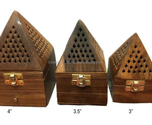 Pyramid <b>Wooden</b> Loban Burner Handcrafted Pyramid-Shaped Incense Burner Loban and Resin Incense Traditional <b>Wooden</b> Aromatherapy - Product Image 1
