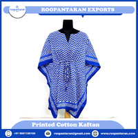 Venta caliente Kaftan Vestidos Misty Red Unique Beach Dress Tamaño libre Lady String Hand Block Impreso Cotton Kaftan para la venta
