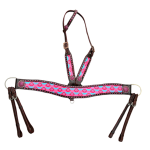 100% cuero genuino de primera calidad occidental Headstall y Breastplate con hermosos diamantes de imitación Equestrian Western Breastplate - Product Image 2