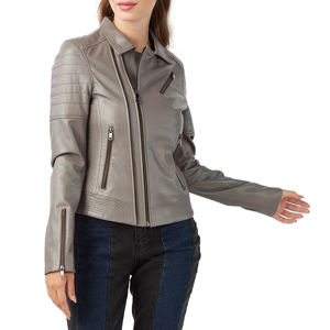 Nouvelle meilleure veste en cuir pour femmes fabricant de gros veste en cuir pour femmes en couleur grise pour femmes - Product Image 4