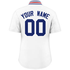 Camiseta de béisbol con estampado sublimado de rayas en blanco Botón Color bloqueado Cosido Transpirable 100% Poliéster Unisex - Product Image 4