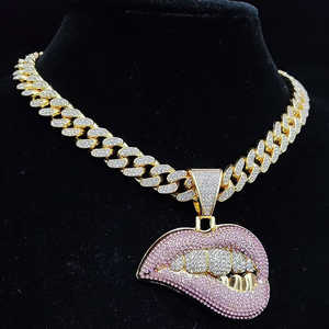 Bling Hip Hop Lip Shape Iced Out Colgante - Product Image 2