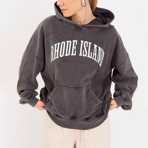 Sudadera con capucha lavada con ácido Vintage para mujer Premium, ropa de calle con logotipo personalizado, jersey de hombro caído de gran tamaño con estampado gráfico para invierno - Product Image 6