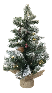 Albero di Natale con 20 LED, pigne, palline rosse e neve, 60 cm. (F-Bright 00515) - Product Image 1