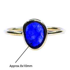 Bague en argent sterling 925 saphir bleu style classique plaqué or pour les mariages - Product Image 5