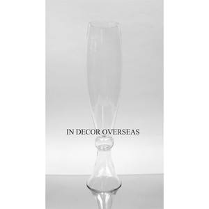 Excelente calidad de vidrio transparente hecho único diseñador elegante forma flor exhibición trompeta florero boda Decoración Accesorios suministro - Product Image 6