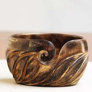 High Quality Round Wood and Printed Yarn <b>Bowls</b> for <b>Knitting</b> Handcrafted Wooden Yarn <b>Bowl</b> Design Piece with Sale - Product Image 6
