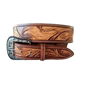 Cinturón de vaquero occidental con relieve floral para hombres y mujeres Material de piel de vaca con aleación de Metal para hebilla Fabricación al por mayor de alta calidad - Product Image 2