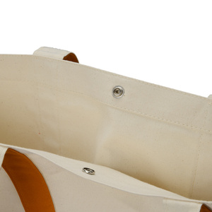 Bolsa de Mano de Lona de Algodón Reciclable con Cierre a Presión, Diseño Personalizable, Bolsa de Compras Reutilizable, Venta al Por Mayor, OEM - Product Image 4
